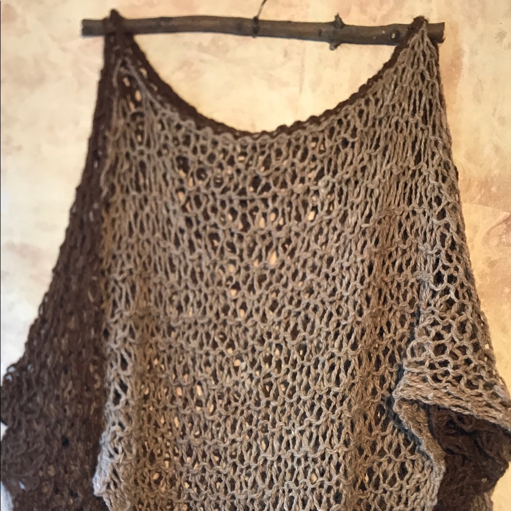 Poncho Natural Wool Handmade
